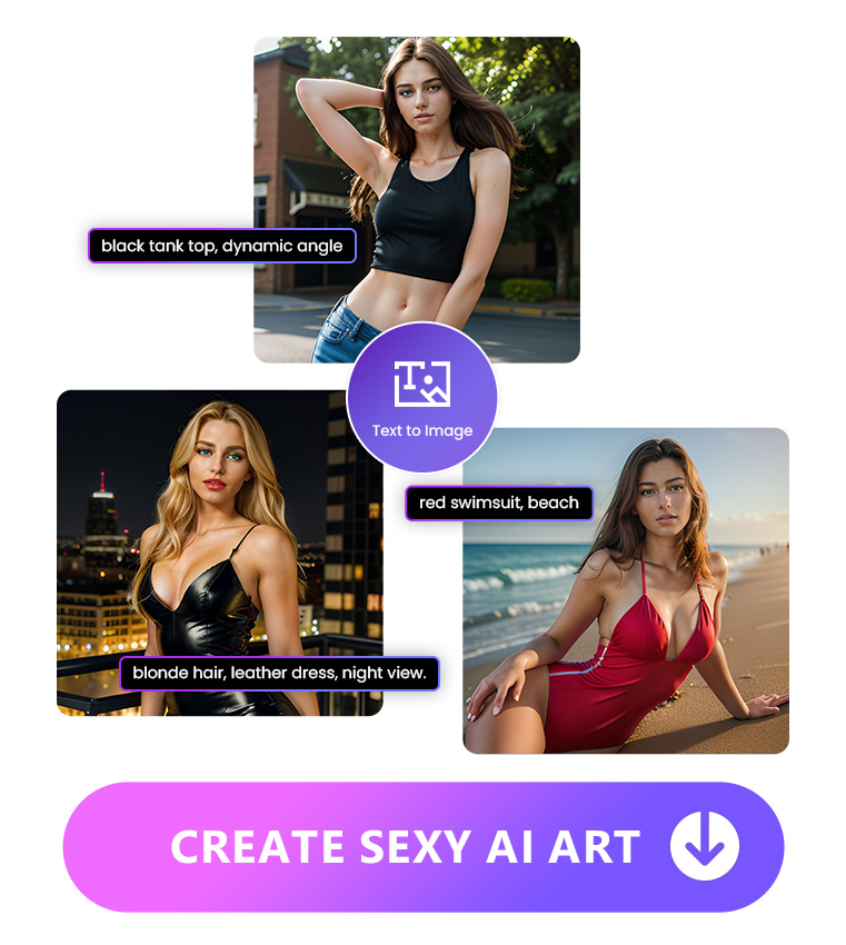 use Text to Image feature to generate 3 AI sexy arts